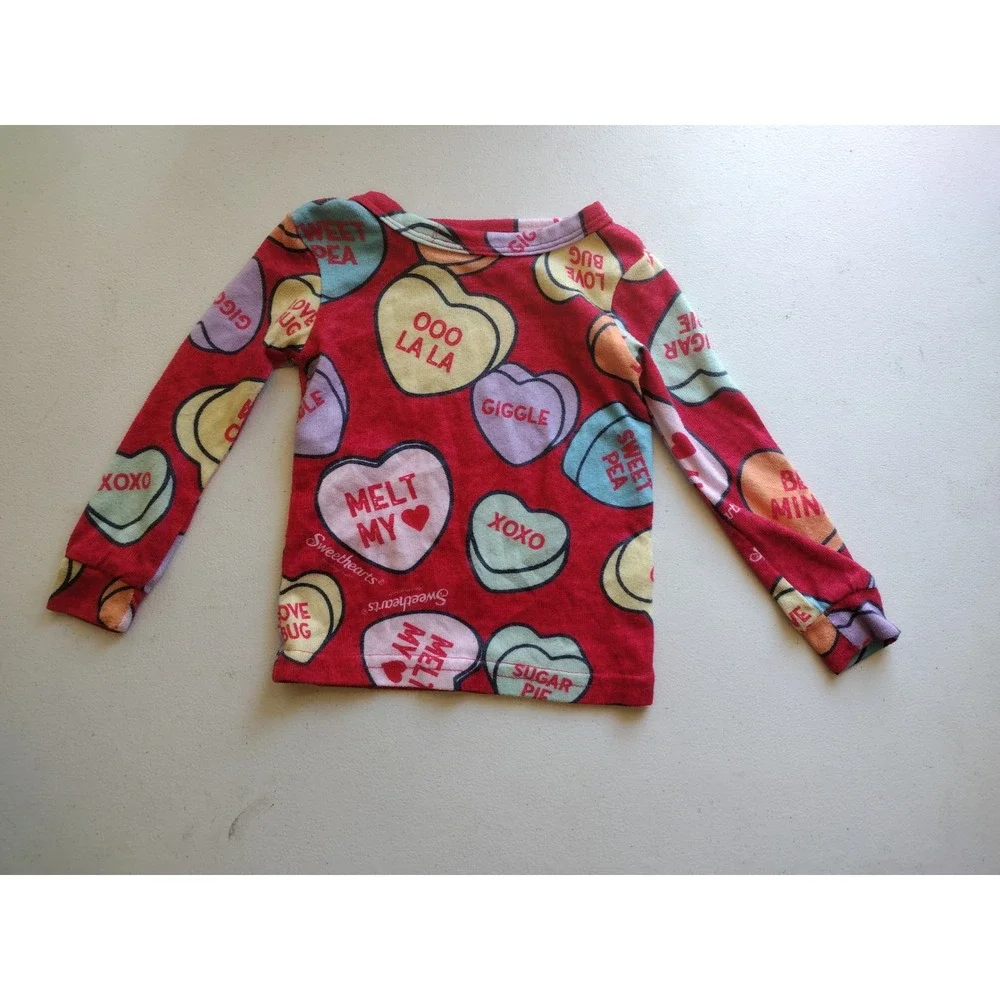 Sweethearts Candy Conversation Hearts Pajama Set Red Toddler 2T‎ Valentine's Day
